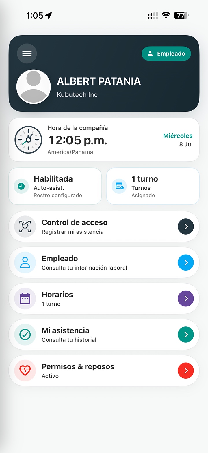 Cuenta de colaborador en EmpPass - registro de asistencia personal