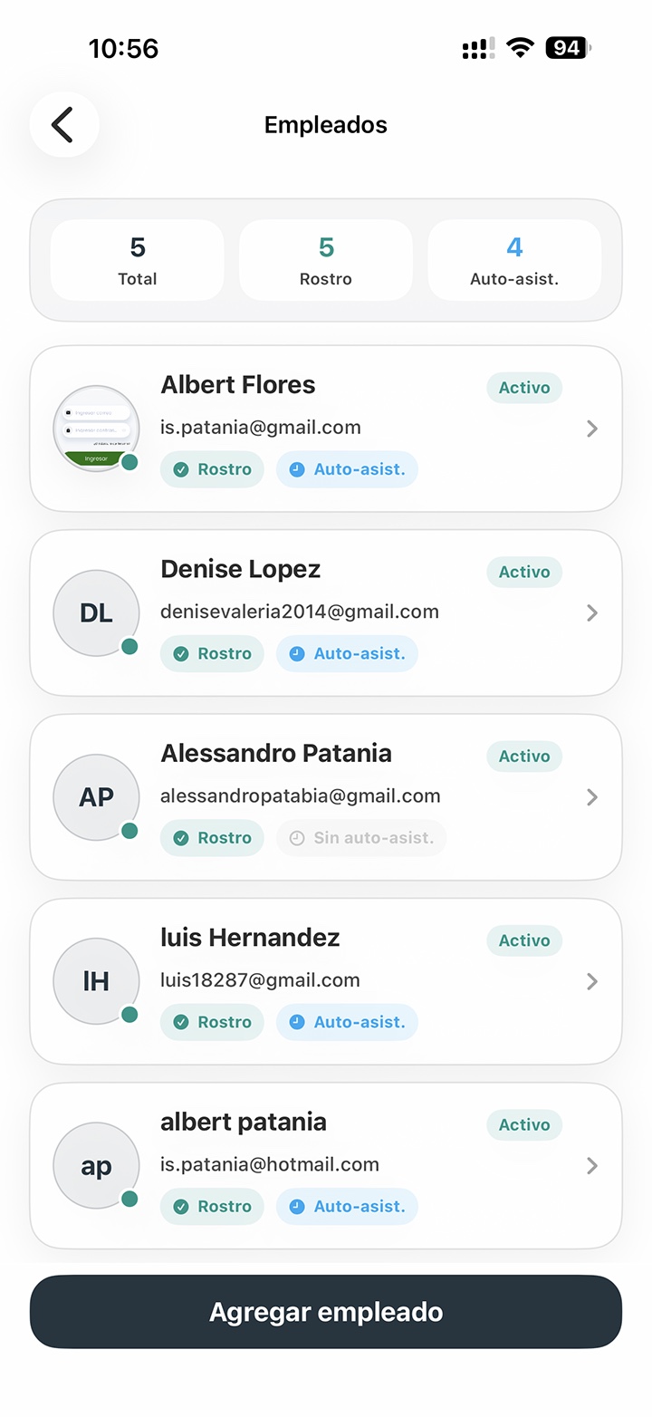 Gestión de colaboradores en EmpPass - lista de empleados