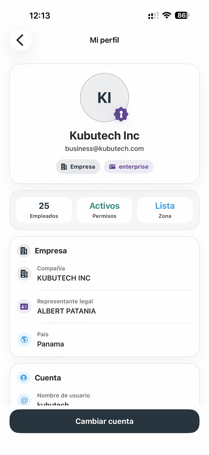 Perfil de empresa en EmpPass - configuración de sucursales y zona horaria