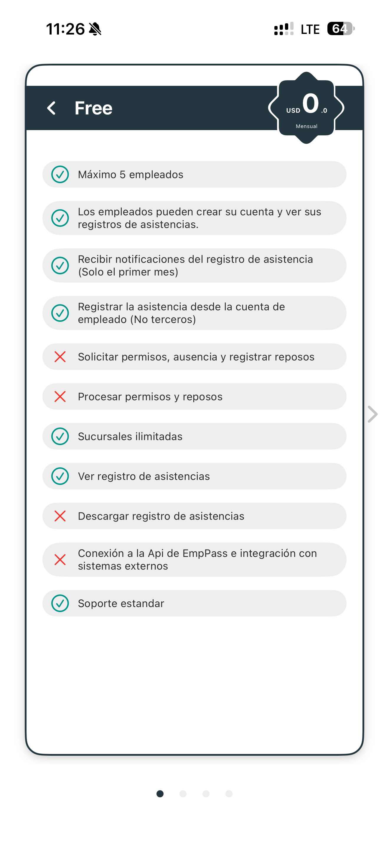 Plan Free de EmpPass - gratis hasta 5 empleados